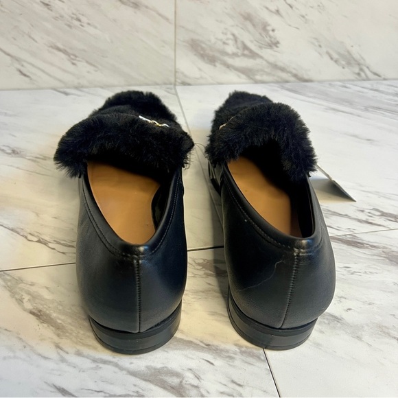 NEW A New Day Black Fur Gold Chain Link Loafers SZ 8.5 - Picture 4 of 5